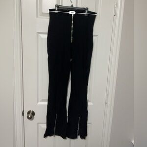 Black High-Waisted Pants with Front Zipper